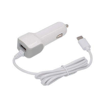 Qualität  With Bulit In Cable USB Car Charger With 1M Type C Charging Cord For iPhone 8 Pin Smart Phone 2 In 1 Cable Car Charger usine